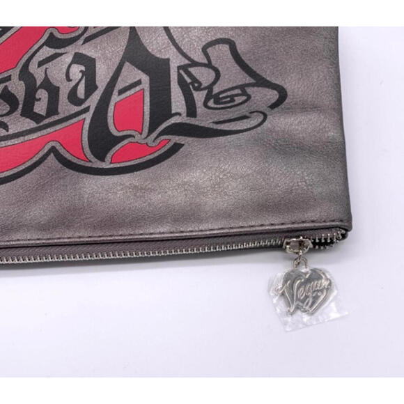 KVD Kat Von D New Vegan Large Pewter/Gray Makeup Bag Pouch Case Charm 12"x8"x1" - Picture 3 of 4